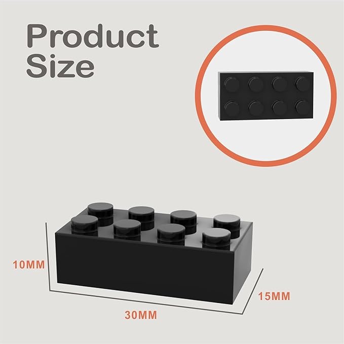 500 Piece Black Bricks Bulk, 2x4 Building Bricks Flat, Compatible With Lego Parts and Pieces (Color: Black)