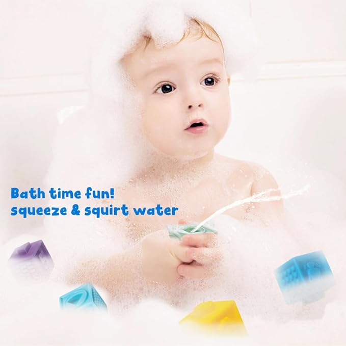 Litand Soft Stacking Blocks for Baby - Sensory Montessori Toys Toddler Activities - Gifts for Boy Girl 6 9 12 18 Months 1 2 3 Year Old Birthday - Infant Bath Toys