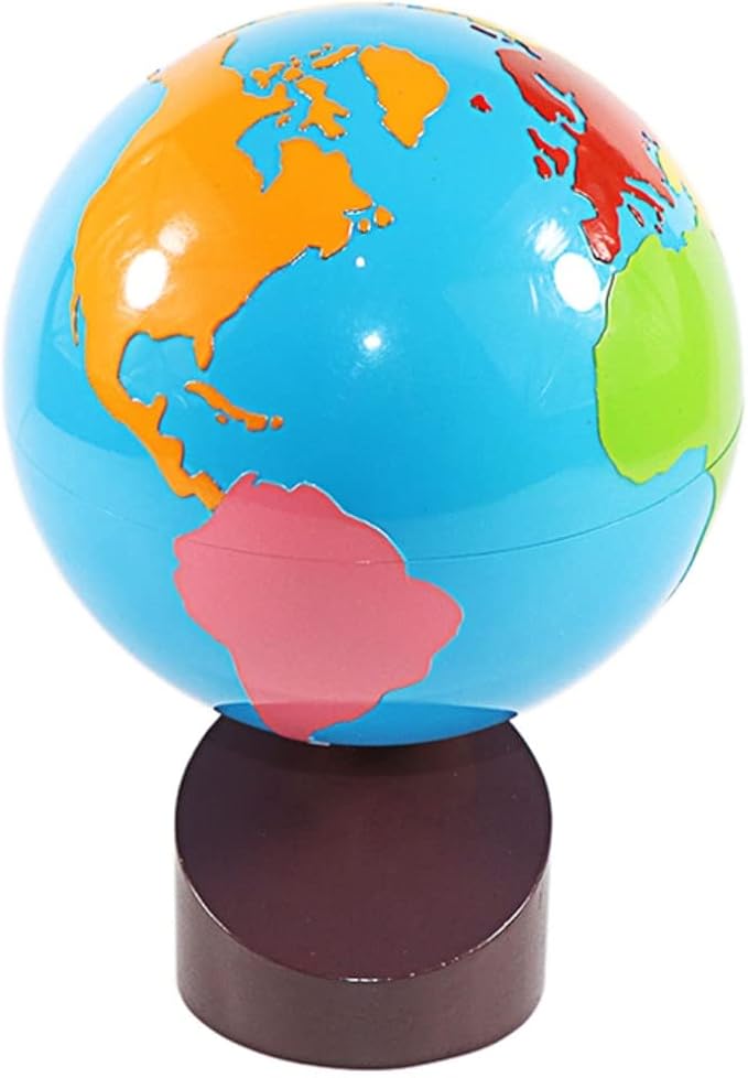 Montessori Geography Materials Globe of World Parts/Continents Preschool Early Educational Equipment Kids Culture Learning Toys Know World Globe (Multicolor)