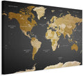 artgeist Acoustic Canvas Wall Art Print World Map 35x24 in - 1pcs Picture with Acoustic Foam Sound Print Artwork Room Acoustics Soundproofing World Travel Map k-A-0104-b-c
