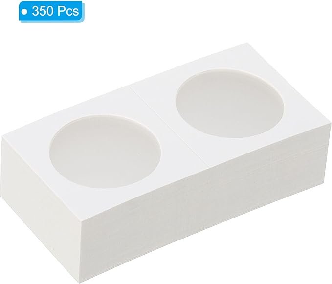 PATIKIL 2x2 Coin Flips, 350 Pack 37mm Cardboard Coin Holder Paper Coin Holders for Coin Collection Supplies Collector, White
