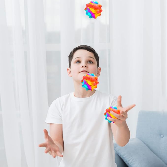 RadBizz Push Pop Bubble Fidget Sensory Toy Ball - for Autism, Stress, Anxiety - Kids and Adults (Multicolor Ball)