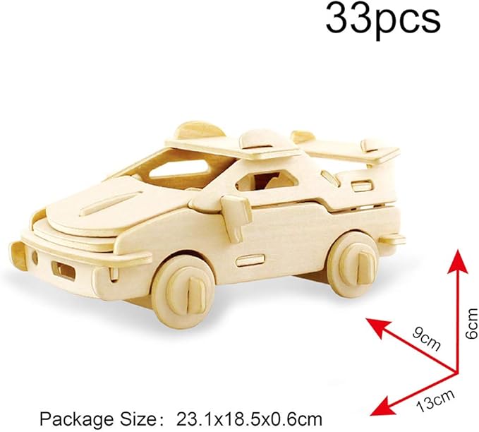 Georgie Porgy 3D Wooden Puzzles for Kids Toys Construction Woodcraft Kits DIY Model Puzzle Kits Birthday Gifts Pack of 3 (Sports Cars Off-Road Vehicle Pickup)