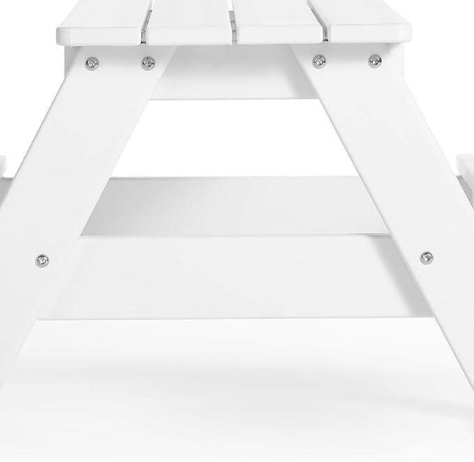 Costaelm Kids Picnic Table, HDPE All Weather Outdoor Toddler Picnic Table and Chair Set Kids Bench for Patio, Backyard, Garden, Lawn, White