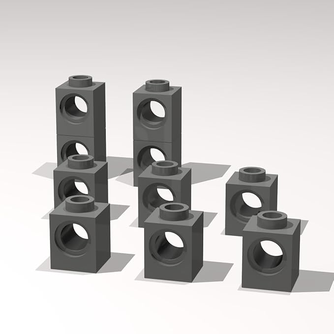 Classic Building Brick Bulk, Brick 1x1 with Hole Opposite 260 Piece, Compatible with Lego Parts and Pieces: (Color:Dark Gray)