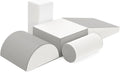 5-Piece Climb and Crawl Activity Play Set, Soft Foam Climbing Blocks for Toddlers with Wipe-Clean PU Leather, Anti-Slip Climbing Toys for Toddlers Inside for All-Around Development, Gray & White