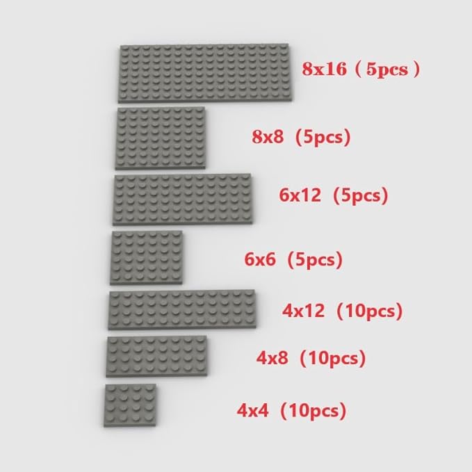 50pcs Dark Gray Bulk Plates, Compatible with Lego, Building Bricks, 6+ Years