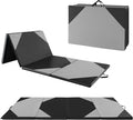 Giantex 4'x10'x 2" Gymnastics Mat, 4-Panel Folding Aerobics Exercise Mat w/Hook & Loop Fastener, Carrying Handle, Portable Tumbling Mat for Stretching Yoga Cheerleading Martial Arts
