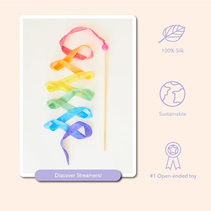 Sarah's Silks Pink Rainbow Streamer | Ribbon Dancer Toy