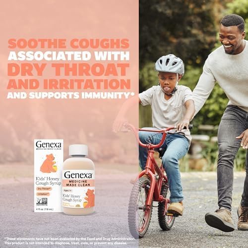 Genexa Kids' Clean Cough, Pain & Fever Acetaminophen Value 3-Pack, Dye Free, 0% Artificial Additives, Cough Care for Children, Fever & Pain Reliever, 12 fl oz (3 Bottles)