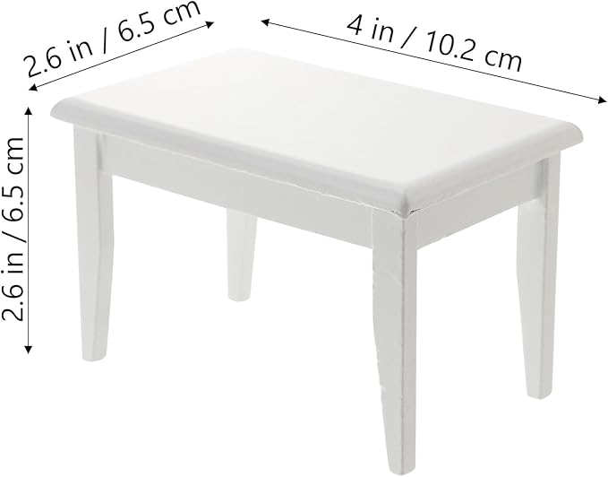 Homoyoyo 5 PCS 1/12 Wooden Dollhouse Furniture of Table Chair, Mini House Miniature Dining Table Chair, Miniature Furniture Set Dollhouse Accessories(White)
