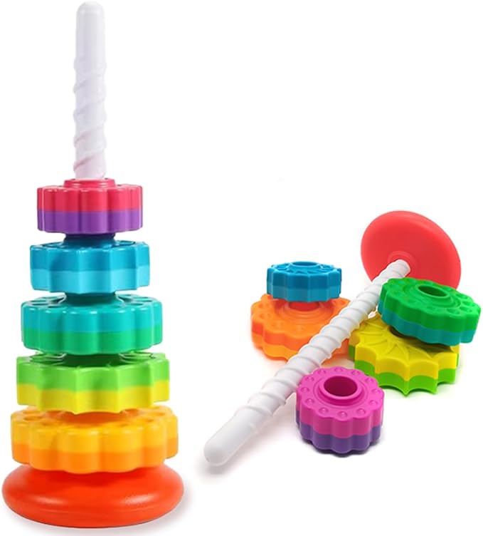 Rainbow Spinning Toy, Stacking Toy for Toddlers 1-3, Educational Montessori, Developmental Baby & Toddler, Autism Sensory, Gifts for One Year Old Girl Boy