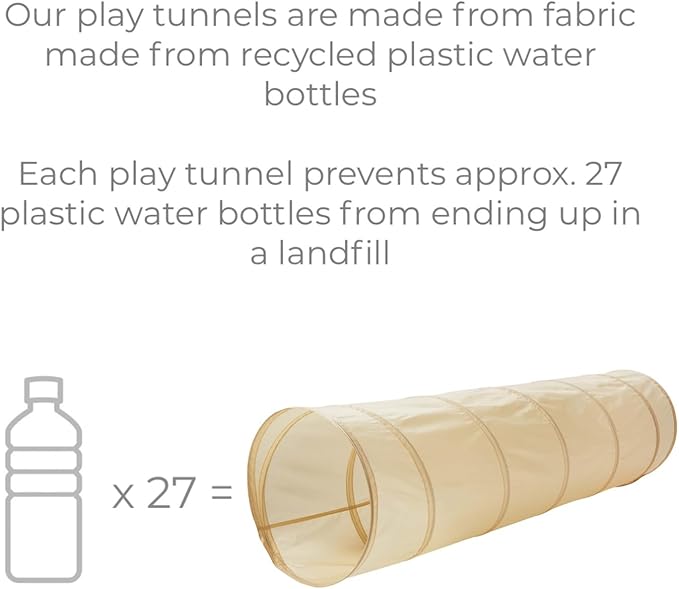 3 Sprouts Kids Play Tunnel - Pop Up Collapsible Tunnels with Recycled Fabric - Fun Crawling Tunnel for Toddler, Baby, Children to Crawl Through, Gross Motor Toy for Indoor Play - Green
