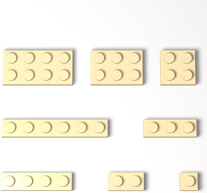 100 Pieces Classic Building Plate Assortment Pack, 8 Sizes Small Baseplates Multipacks, Compatible with Lego Parts and Pieces, Small Plate for Building(Color:Tan)