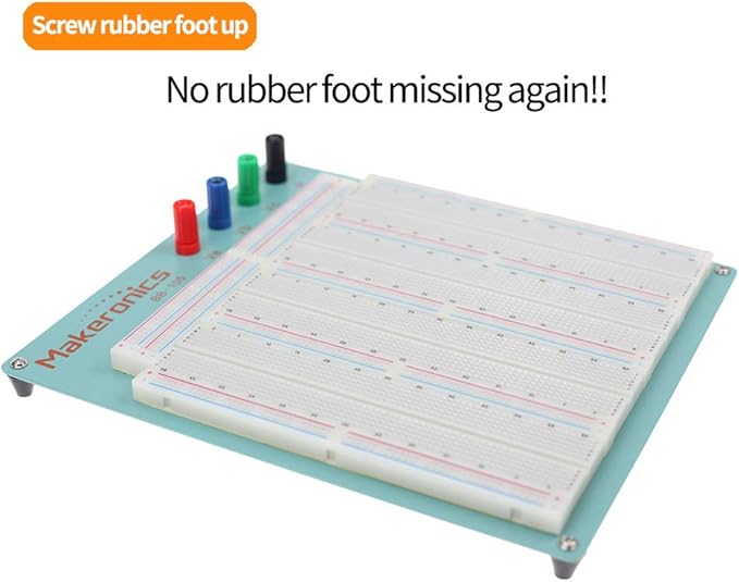 Makeronics 3220 Solderless Breadboard | 3220 Tie-Points Experiment Plug-in Breadboard with Blue Aluminum Back Plate and Copper Contact Clips inside ABS Plastic Housing for Circuit/Arduino/Raspberry Pi