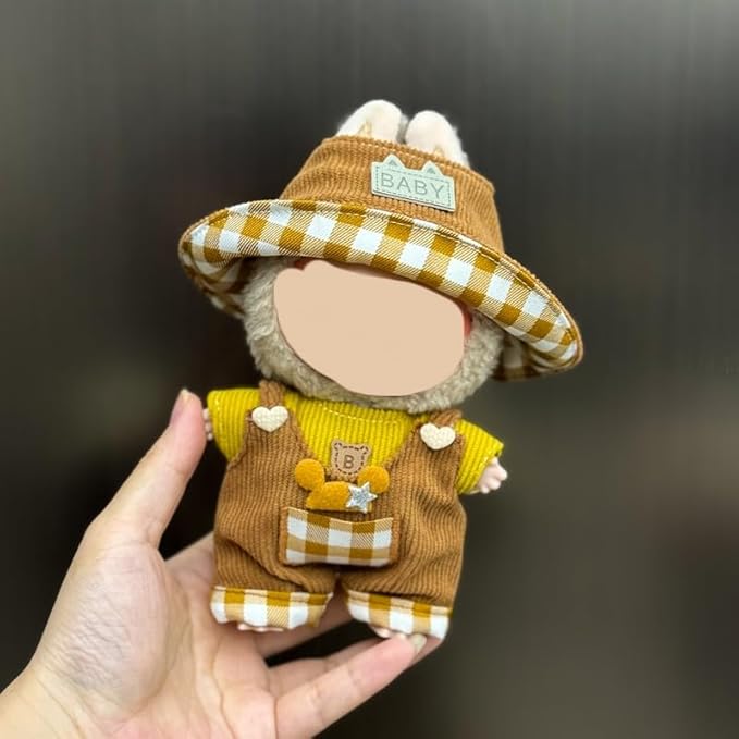 (2 Set) XMBYGY Doll Clothes for Labubu(for 17/15cm Standing/Sitting Doll)(NO Doll) - Accessories Clothes Dress up for Dolls Outfit Included Figures Clothing and Hat for Girl Woman (LB5+LB23)