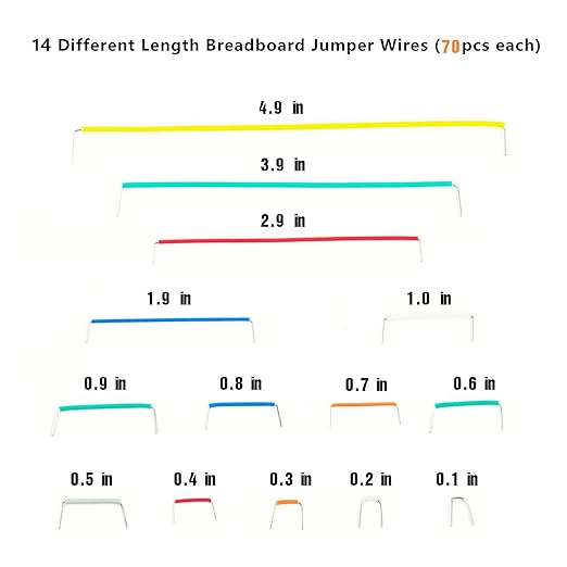 Makeronics 840 Pieces Jumper Wire Kit with 14 Lengths for Breadboard Prototyping Solder Circuits | Electronics Experiment | Arduino or Raspberry Pi or Jetson Nano | Storage Box