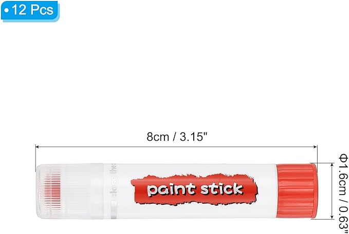 PATIKIL Tempera Paint Sticks, 12 Pcs Solid Tempera Paints Sticks Washable Bulk Markers Pen Quick Drying for Artists Beginners Art Supplies, Orange Red