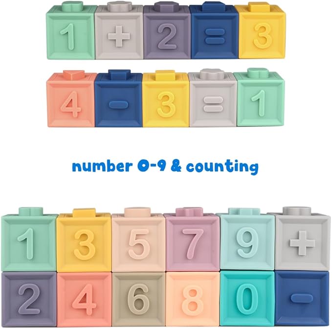 Litand Soft Stacking Blocks for Baby - Sensory Montessori Toys Toddler Activities - Gifts for Boy Girl 6 9 12 18 Months 1 2 3 Year Old Birthday - Infant Bath Toys