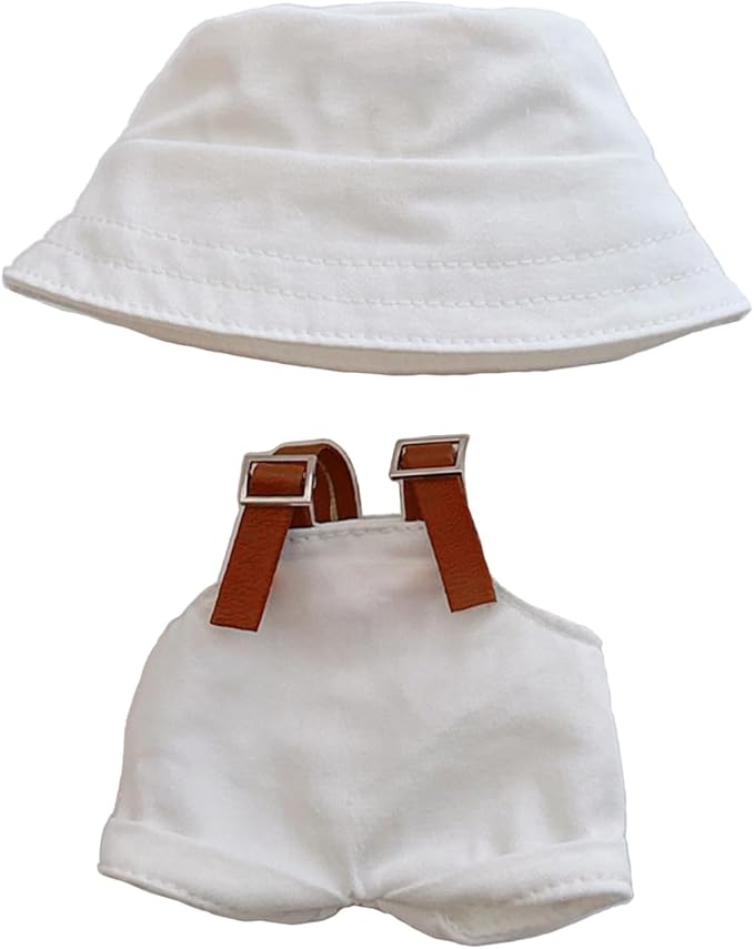 17cm Clothes Set(NO Doll),Hat & Overalls Set for 17cm Accessories Suit,Stylish Adorable Dolls Clothes Accessories,Cute Clothes for Dress up Unique Style (Style G)