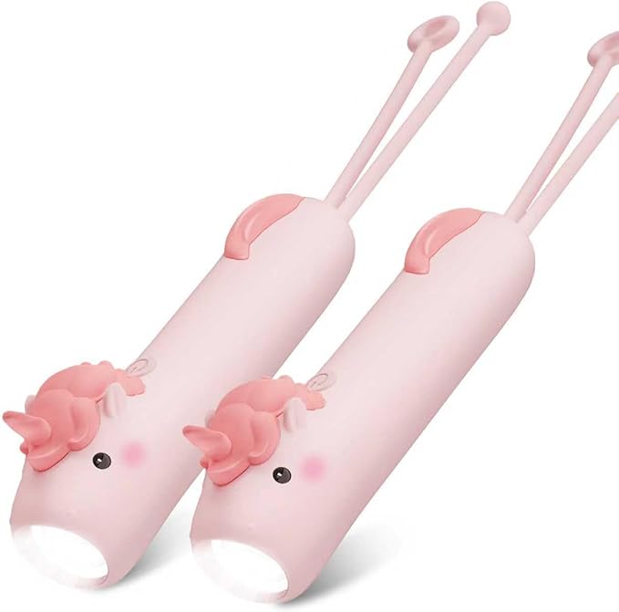 Unicorn Flashlight Rechargeable-2 Pack, Kids Flashlight for Girls and Boys, Unicorn Toys for Girls Age 4-6, Pink Small LED Child Flashlights for Birthday Gifts, Idea for Camping, Outdoor&Home Use