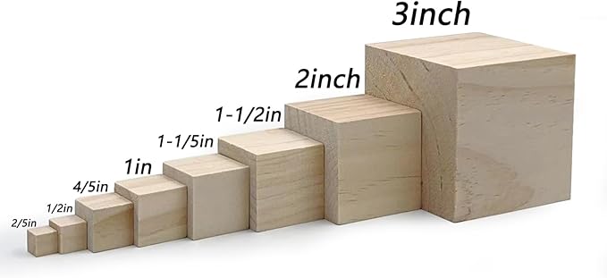 Wooden Blocks for Crafts, Unfinished Wood Cubes, 1.5 Inch Natural Wood Blocks, Pack of 15 Wood Square Blocks, Wooden Cubes for Arts and Crafts and DIY Projects