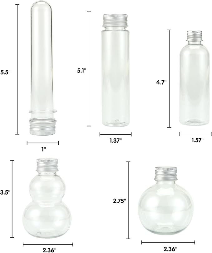 Sensory Bottles Kits for Calm Down Corner Supplies Magic Mixies Sensory Toys for Toddlers1-3 Kids with Glitter, 5 Fun Shaped Containers