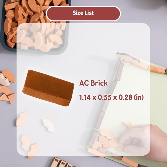 Real Red Clay Mini Bricks Sets, Construction Education Toy for Kids 6+ Years Old, Craft Bricks for Adults, Realistic House, DIY Garden, STEM Building Set, Washable & Reusable | Rectangle Brick (50pcs)