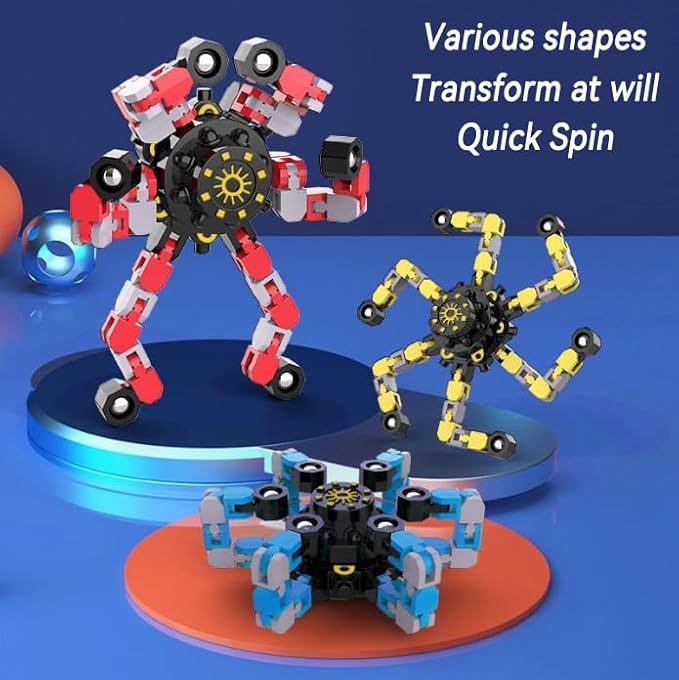 48pcs Transformable Fidget Spinners Children's Advanced Fidget Toys for Stress Relief Ideal Fidget Spinners for Sensory Toys for Boys and Girls with Autism，Party Favors