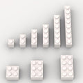 100 Piece White Bulk Assortment, 9 Size White Classic Building Blocks, Compatible with Lego, A0001