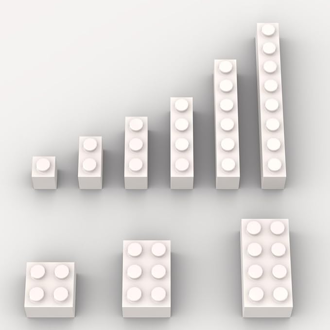 100 Piece White Bulk Assortment, 9 Size White Classic Building Blocks, Compatible with Lego, A0001