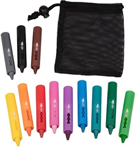 Bath Crayons Super Set - Set of 12 Draw in the Tub Colors with Bathtub Storage Mesh Bag -Non-Toxic, Safe for Children, Won't Disintegrate in Water -Art Project for Kids and Toddlers