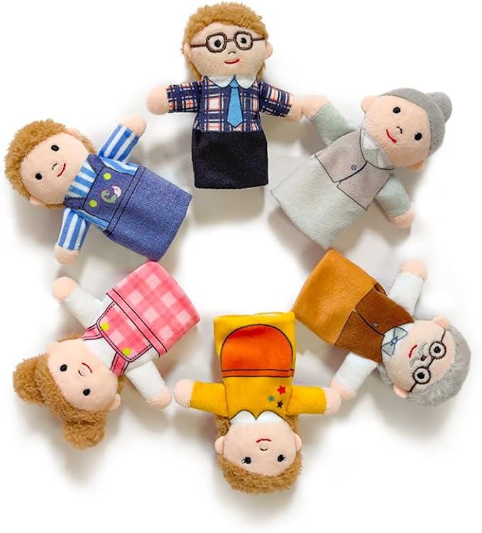 Finger Puppet Family Finger Puppet,6pcs Cute Puppet Mini Plush Toys Teaching Show,Soft Puppet for Kids Family Members Role Playing Birthday Party (Asian Style)