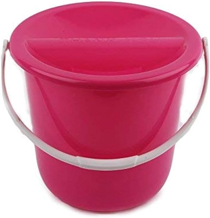 Plastic Coin Collection Bucket with Removable lid and Handle Charity Donation Collection Money Box Pail for Fundraising with top Slot for Tickets raffles and Money 7.5" Hx8.3 Diameter(Pink) 4 Pack