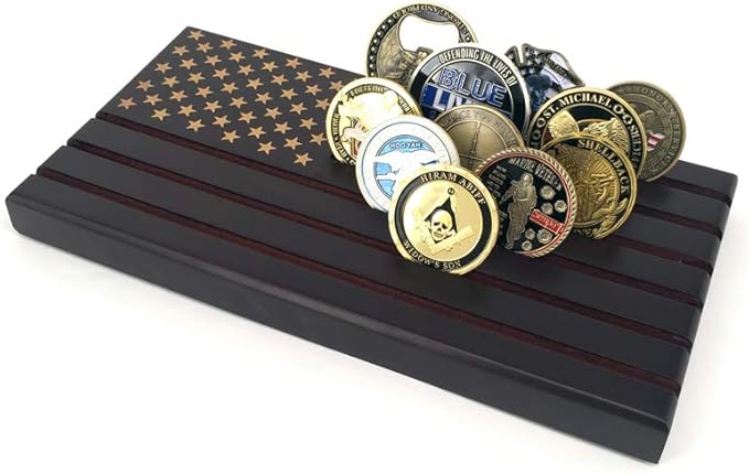 American Flag 6 Row Challenge Coin Holder Military Coin Display Stand