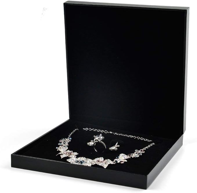 Oirlv Black Jewelry Set Box,Ring/Earrings/Big necklace Gift Case
