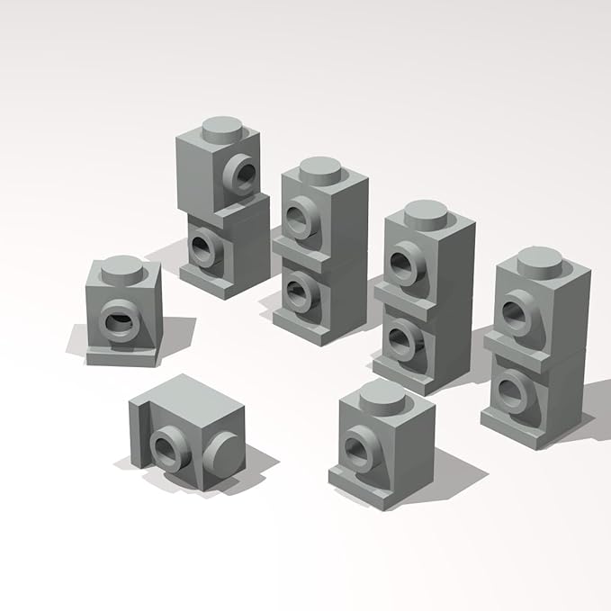 Classic Building Brick Bulk, 1x1 with Headlight 260 Piece, Compatible with Lego Parts and Pieces: (Color:Light Gray)
