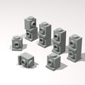 Classic Building Brick Bulk, 1x1 with Headlight 260 Piece, Compatible with Lego Parts and Pieces: (Color:Light Gray)
