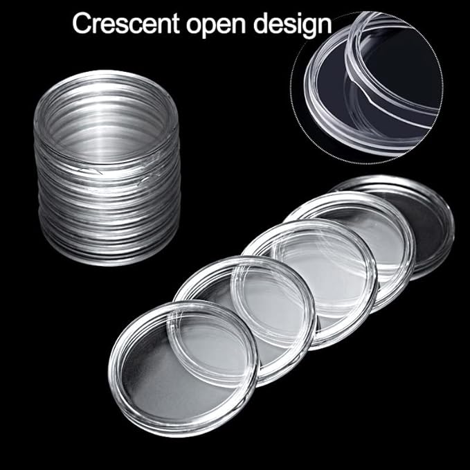 40.6mm Silver Dollar Coin Holder,Silver Eagles Coin Capsules for Collectors with Clear Plastic Storage Organizer Box for Coin Collection Supplies (60)