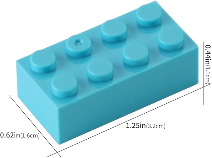 Feleph 2x4 Bricks Medium Azure 320 Pieces Parts Classic Building kit Creative Play Set Basic Blocks Toy Accessories Compatible with 3001 Major Brands