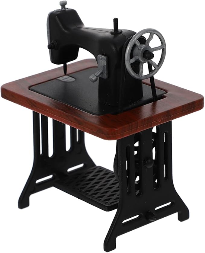 Zerodeko Miniature Sewing Machine, 1:24 Mini Vintage Sewing Machine Model Dollhouse Furniture Accessories Tabletop Decorations Birthday Festival for Kids Toddler (2)