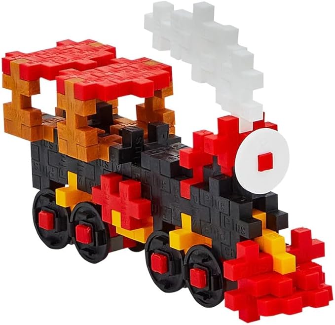 Plus Plus Vehicle Building Block Kit, 3D Puzzle Stem Toy for Kids, 70 Interlocking Pieces - Train Mini Maker Tube