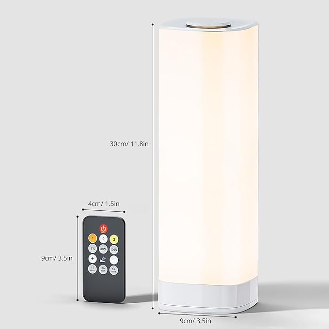 Semlos Led Table Lamp for Bedroom, Reading Night Light with 3 Color and 10 Dimmable Brightness, Bedside Lamp Touch with Remote Control, Desk Lamp for Nightstand, Beds and Office