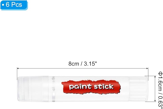 PATIKIL Tempera Paint Sticks, 6 Pcs Solid Tempera Paints Sticks Washable Bulk Markers Pen Quick Drying for Artists Beginners Art Supplies, White