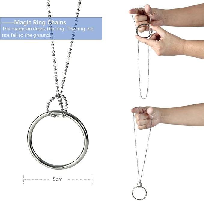 Neliky Magic Tricks Kit Including 6 Classic Tricks - Bite Coin, Color Change Silk, Disappearing Silk Fake Thumb,Magic Ring Chains,Magic Light Up Finger Thumb, Autorotation Rotating Nut