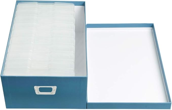 novelinks Photo Case 4" x 6" Photo Storage Box - 10 Inner Picture Storage Container (Sky Blue, 2 Pack)