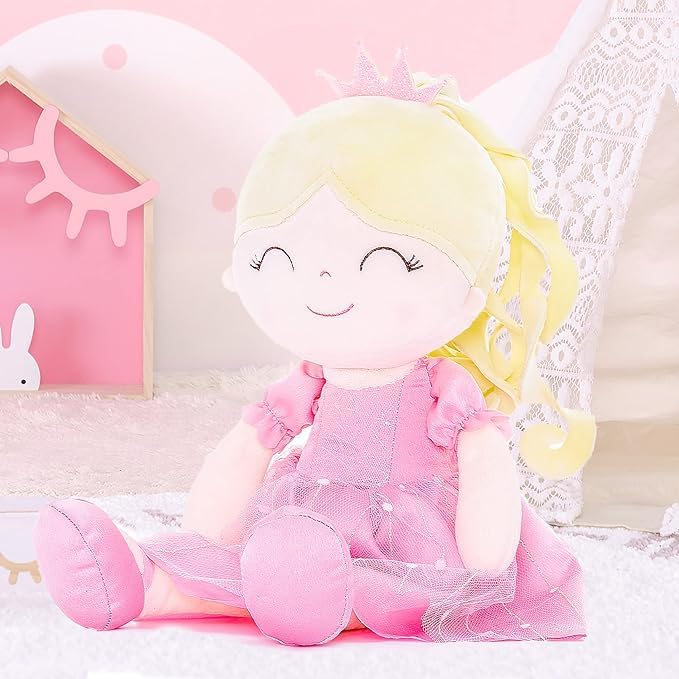 Gloveleya Personalized Doll with Embroidered Name - Pink Princess Custom Plush Doll for Girls Cute Plush Doll Customized Gift - Muñecas de Trapo Personalizadas para Niñas
