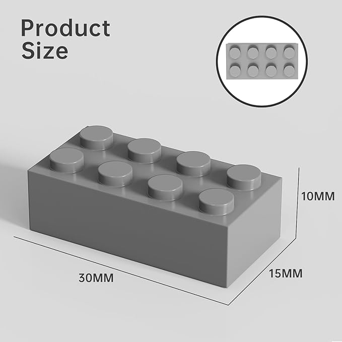 500 Piece Light Gray Bricks Bulk, Gray 2x4 Building Bricks Flat, Compatible with Lego Parts and Pieces: 2x4 Light Grey Bricks(Color: Light Gray), A0001