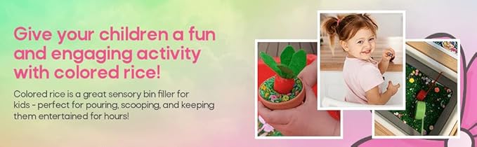 Sensory Bin Filler for Sensory Table - Colored Rice for Sensory Play (Flower Rice)