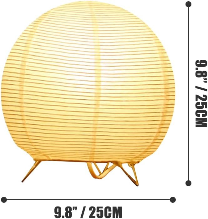 Bedside Table Lamp Paper and Chrome Standing Lamp Room Decoration Festival Lantern Light Nightstand Desk Lamp Bedroom Dresser Living Kids Room College Dorm Coffee (White)